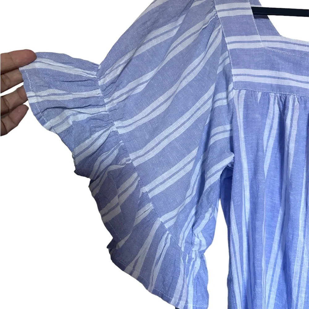 Beachlunchlounge Blue/White Naomi Striped Blouse Size L - Picture 4 of 5